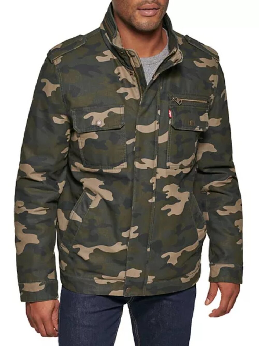 Men's Levi's Cotton Military Jacket, Size: XL, Green Camo